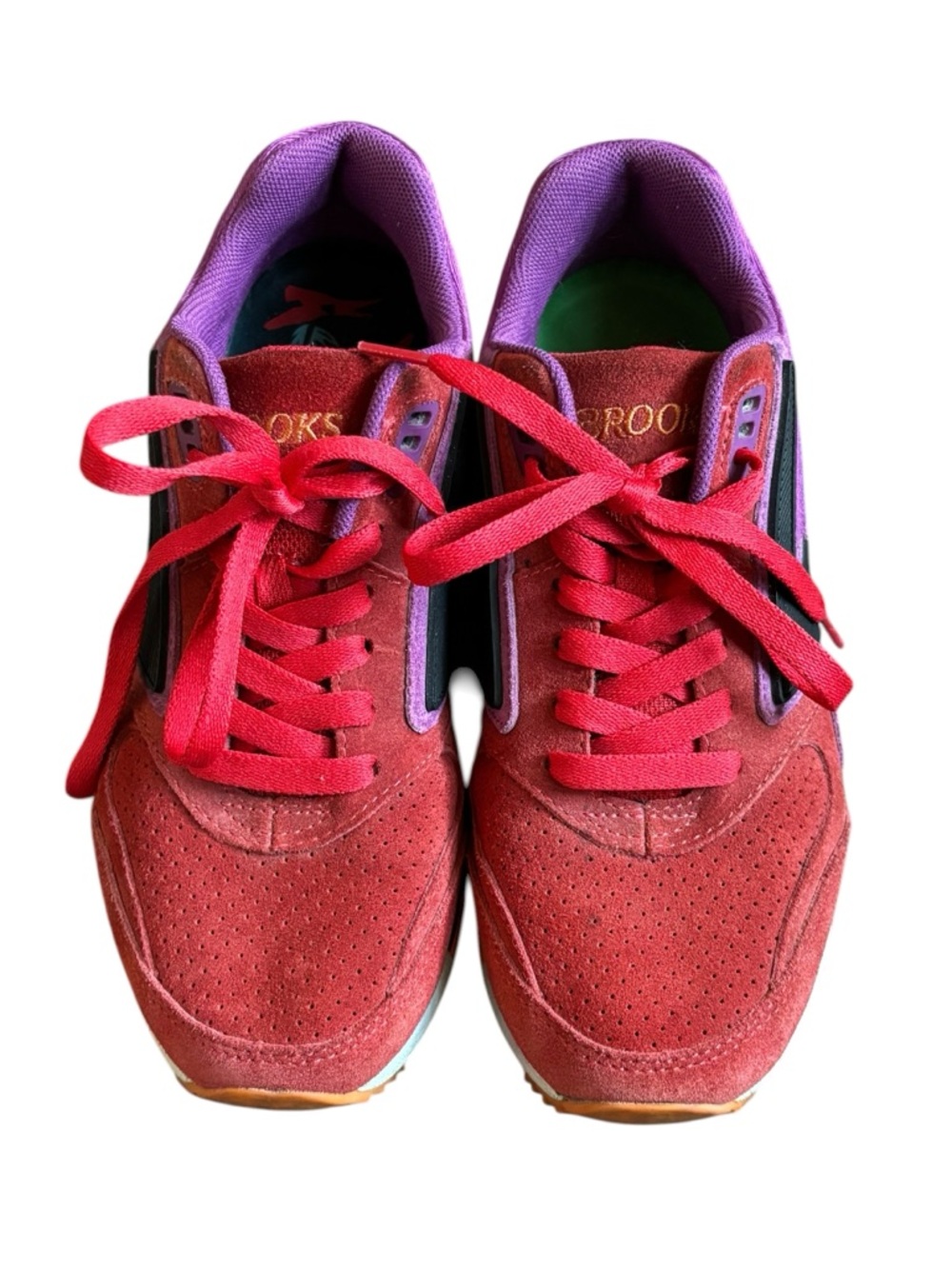 Brooks Heritage Fusion Coral & Orange Suede Colorway Sneakers, 8